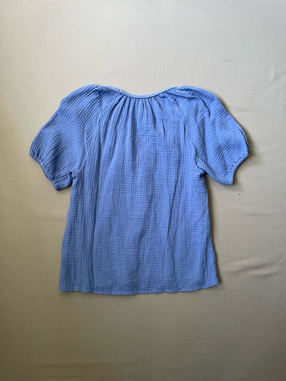J.Crew Double Cloth Cotton Gauze Short Sleeve Blouse with Braided Neckline - Picture 5 of 5